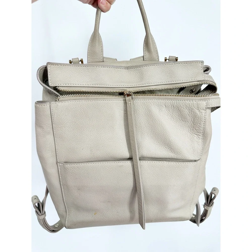 Mina Baie FLAW Diaper Bag Backpack Harper Tan Leather Minimalist Mom Bag